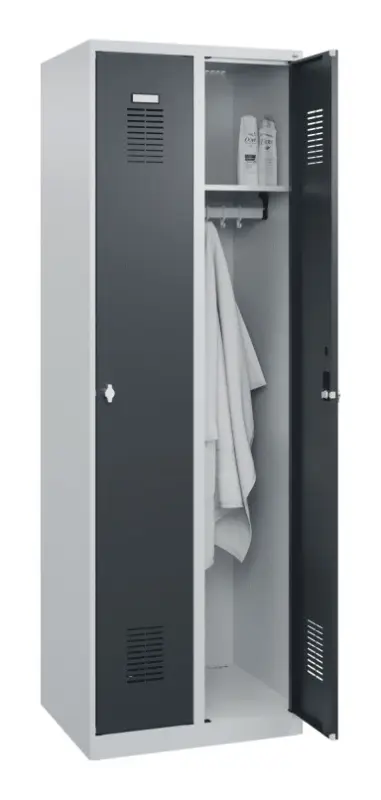 Stroxx Garderobenschrank, 2 Abteile, 1850 x 600 x 500 mm RAL 7035/7016 Angebot