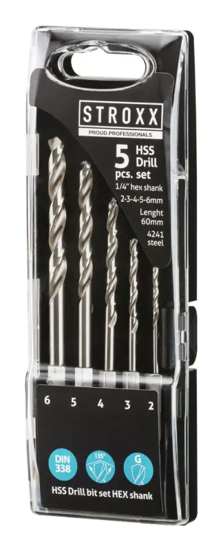 Stroxx HSS-Bohrer-Set, 2-6 mm, 60 mm Spirallänge, 5-teilig Super-Preis