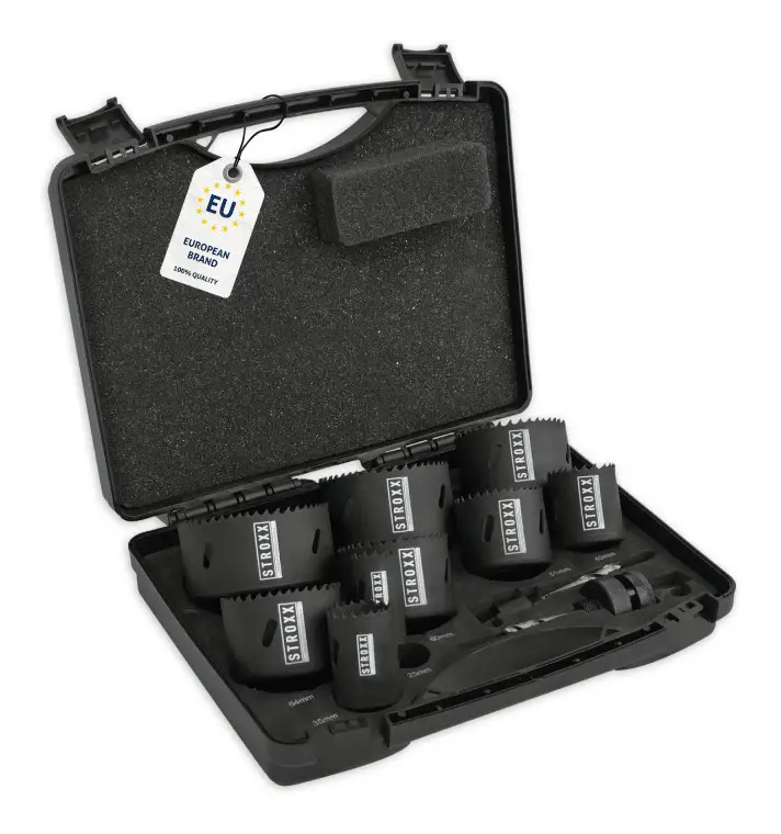 Versand Am Gleichen Tag Stroxx HSS-Lochsägen-Set, Bimetall, Ø 25-84 mm, für Holz, Metall, Aluminium & Kunststoff, 11-teilig