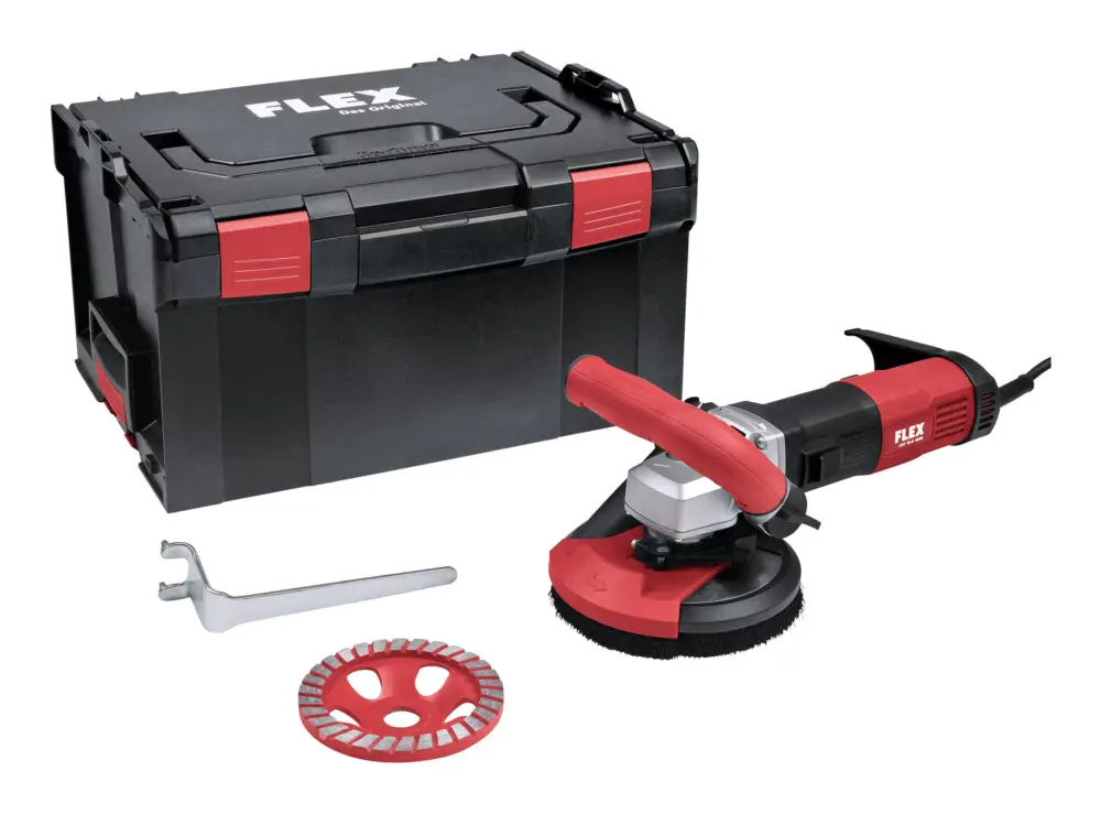 Flex Sanierungsschleifer mit variabler Drehzahl für randnahes, staubfreies Schleifen Kit Turbo-Jet II in L-BOXX® Zertifiziert