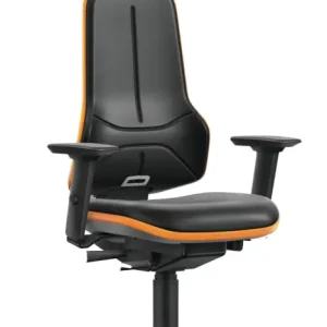 Bimos Arbeitsstuhl XXL orange mit Rollen Kunstleder mit Kopfst. und Armlehnen Top-Preis