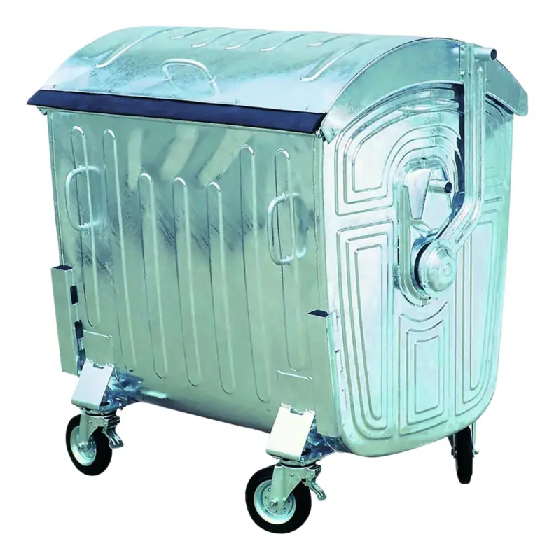 E.K.H. Plauen Großmüllcontainer 1100l verzinkter Stahl mit 4 Lenkrollen D200mm B1370xT1010xH1420mm Knallerangebot