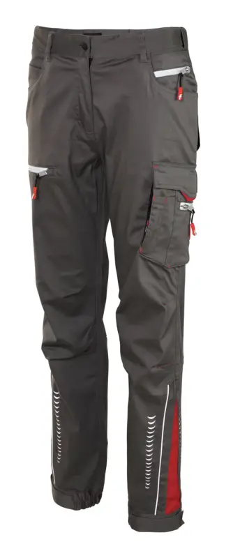 Fortis Damen-Cargohose Flex grau/schwarz/rot Größe 42 Ausverkauf