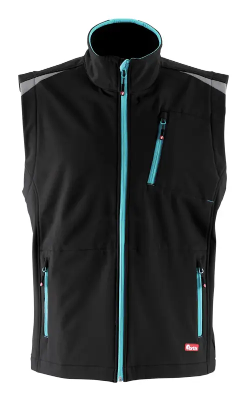 Saisonangebot Fortis Herren Softshellweste twenty-four, schwarz/türkis, Größe L