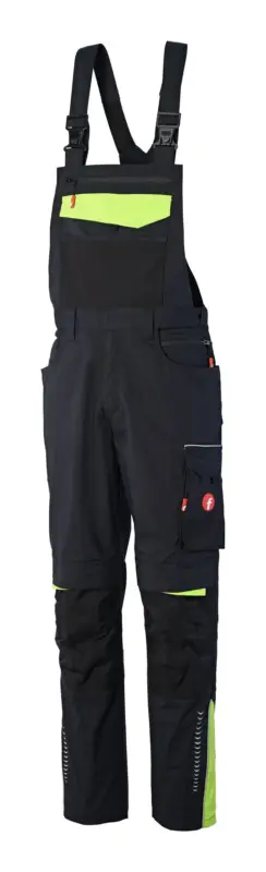 Ausverkauf Fortis Herren-Latzhose Performance schwarz/lime Größe 54