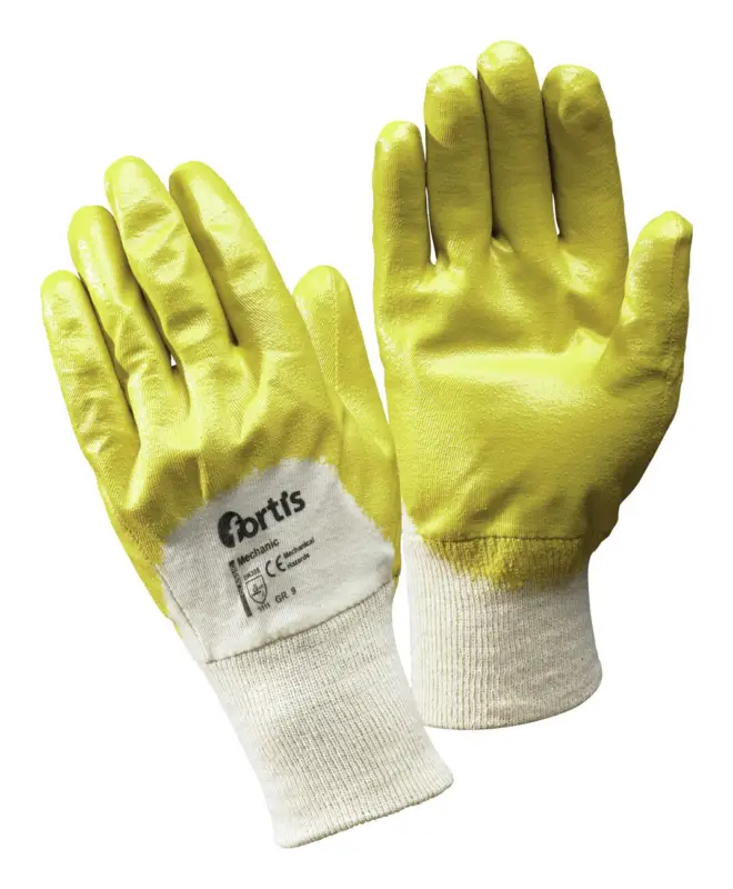 Fortis Nitrilhandschuh Mechanic, Nitril, gelb, SB-verpackt, Größe 8 (Verpackungseinheit 12 Paar) Schneller Versand