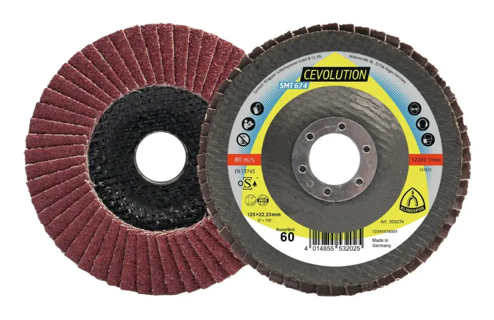 Klingspor Fächerschleifscheibe SMT 674 125 x 22,23 mm gewölbt K60 Keramikkorund K60 Preis Gesenkt