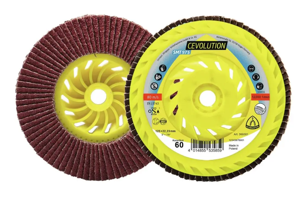 Knallerangebot Klingspor Fächerschleifscheibe SMT 975 125 mm M14 gewölbt Keramikkorund K60