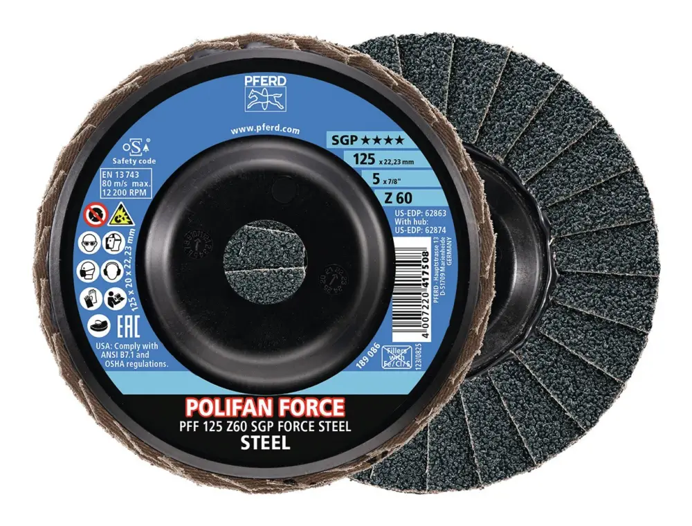 Pferd Fächerschleifscheibe FORCE SGP STEEL 125 mm Z 60 Sichere Zahlung