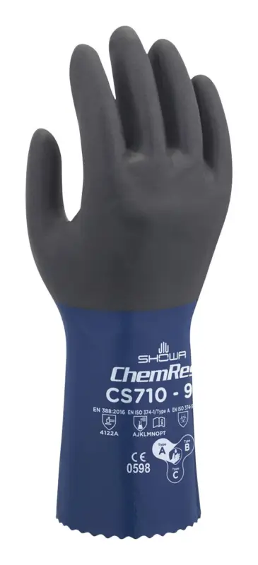 Zertifiziert Showa Chemikalienschutzhandschuh CS710 Größe L (Verpackungseinheit 10 Paar)