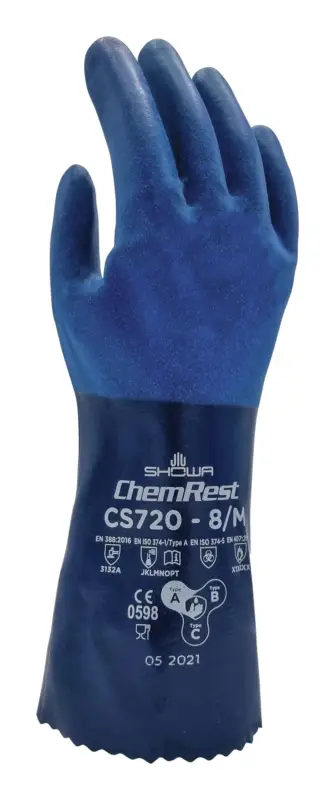 Nur Heute Showa Chemikalienschutzhandschuh CS720 Größe S (Verpackungseinheit 10 Paar)