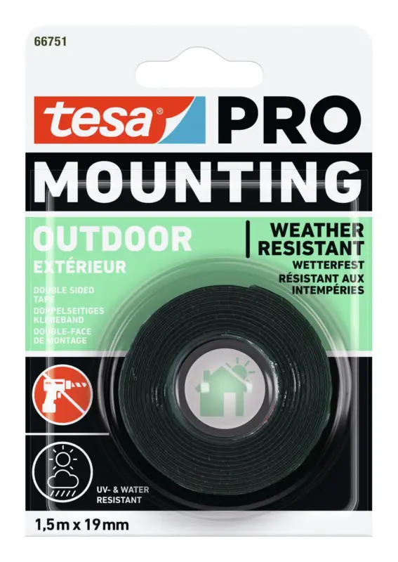 Finale Aktion Tesa Mounting Pro 66751 Outdoor, 1,5m 19mm (Verpackungseinheit 12 Rollen)
