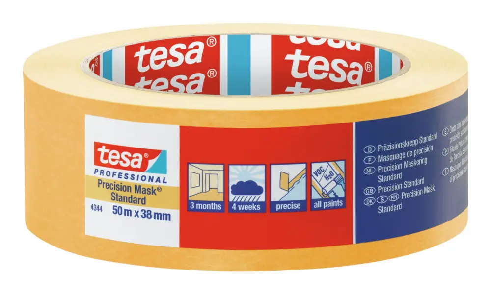 Tesa Professional 4344 Präzisionkrepp Standard 50m x 38 mm (Verpackungseinheit 4 Rollen) Jetzt Kaufen