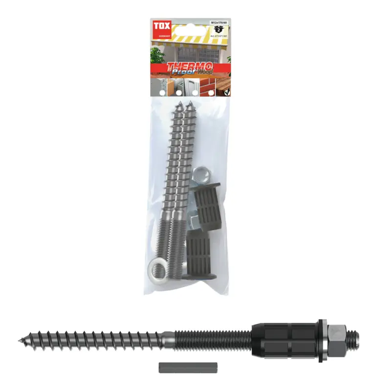 Tox Abstandsmontagesystem Thermo Proof Wood M12 x 170/60 mm, 2 Stück Preisreduziert