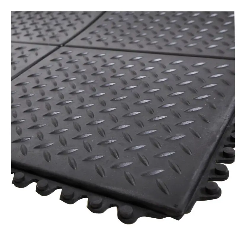 Super-Preis VR Trade Arbeitsplatzsteckmatte SBR/NR, schwarz, Diamantprofil 13 mm, 900 x 900 mm