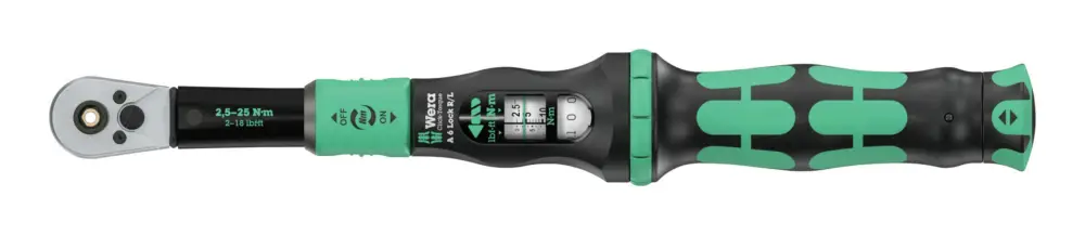 Sonderangebot Wera Drehmomentschlüssel Click-Torque Lock A6 R/L 2,5-25 Nm 1/4" Bitaufnahme