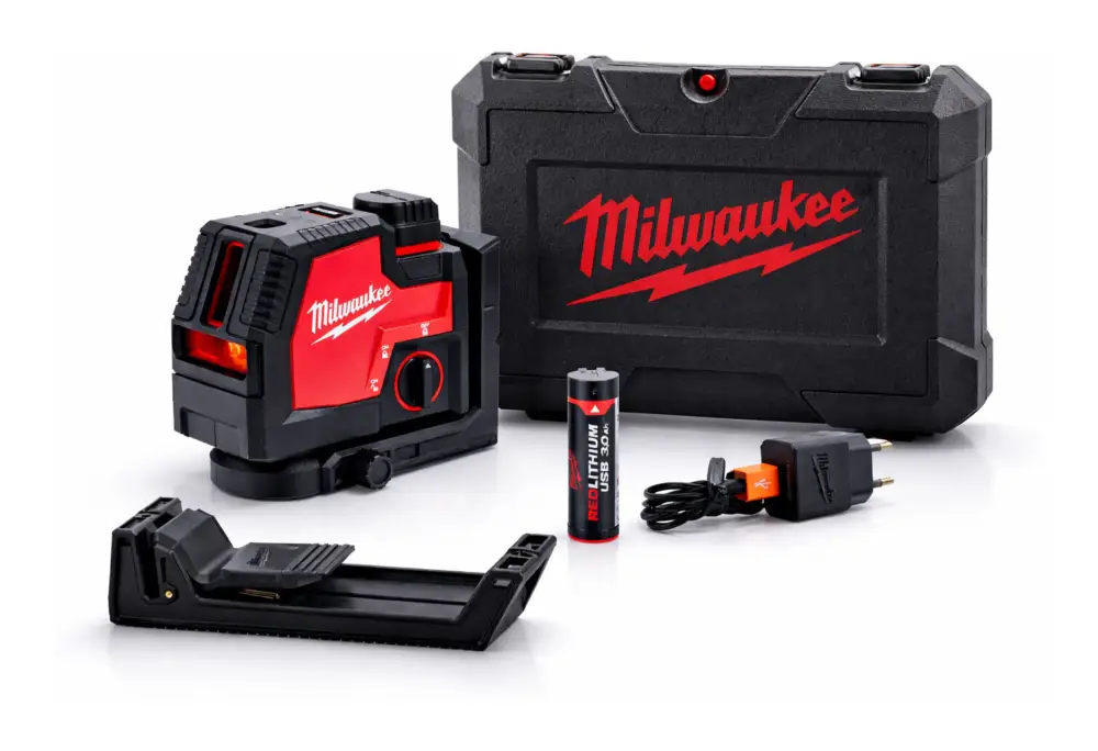 Markenware Milwaukee Kreuzlinienlaser L4CLL-301C mit 1x USB-Akku 3 Ah - im Transportkoffer