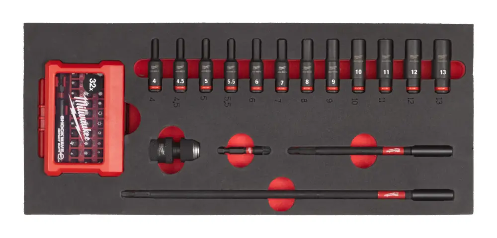 Milwaukee Shockwave Schlagnüsse 1/4" lang in Einlage für Werkstattwagen - 17-teilig Jetzt Bestellen