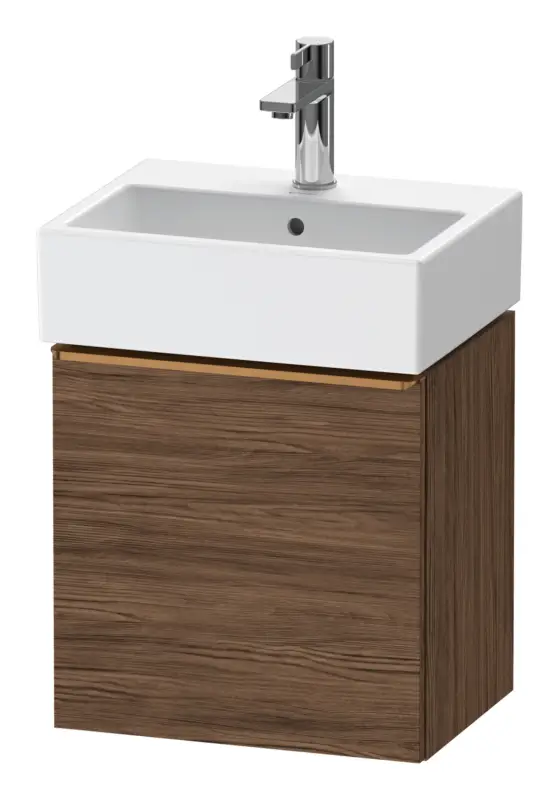 Markenware Duravit D-Neo Waschtischunterschrank mit 1 Tür Anschlag rechts Griff Bronze Gebürstet 434 x 440 x 322 mm - Nussbaum dunkel Matt