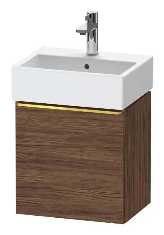 Nur Heute Duravit D-Neo Waschtischunterschrank mit 1 Tür Anschlag rechts Griff Gold Poliert 434 x 440 x 322 mm - Nussbaum dunkel Matt