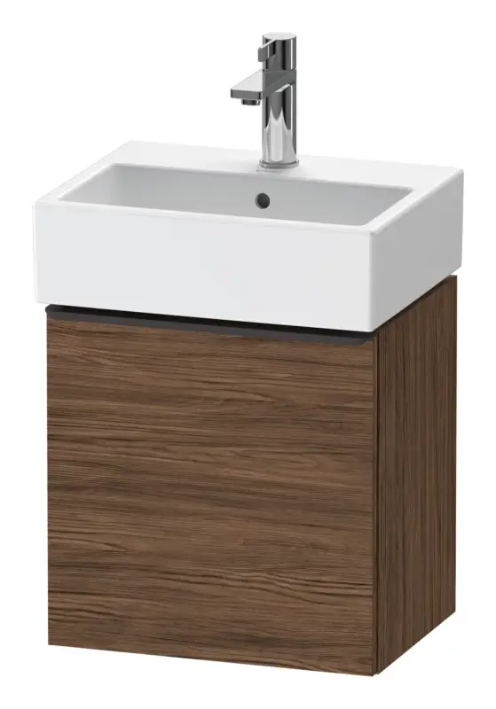 Duravit D-Neo Waschtischunterschrank mit 1 Tür Anschlag rechts Griff Diamantschwarz Matt 434 x 440 x 322 mm - Nussbaum dunkel Matt Letzte Chance
