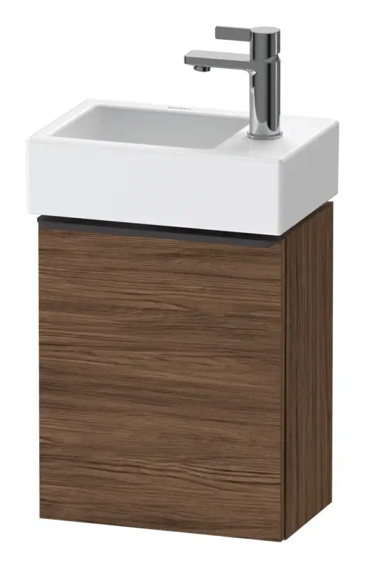 Rabatt Duravit D-Neo Waschtischunterschrank mit 1 Tür Anschlag links Griff Diamantschwarz Matt 364 x 440 x 222 mm - Nussbaum dunkel Matt