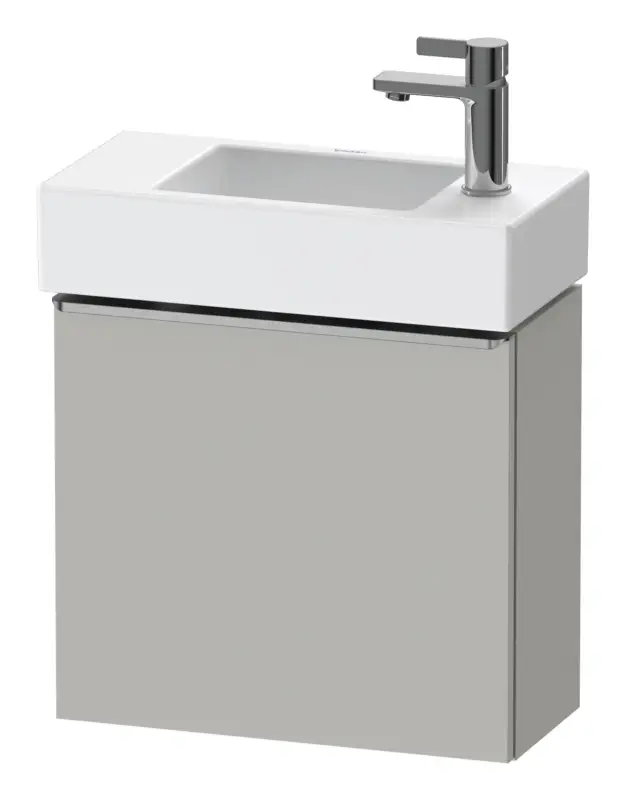 Jetzt Bestellen Duravit D-Neo Waschtischunterschrank mit 1 Tür Anschlag links Griff Edelstahl Gebürstet 484 x 440 x 222 mm - Betongrau Matt