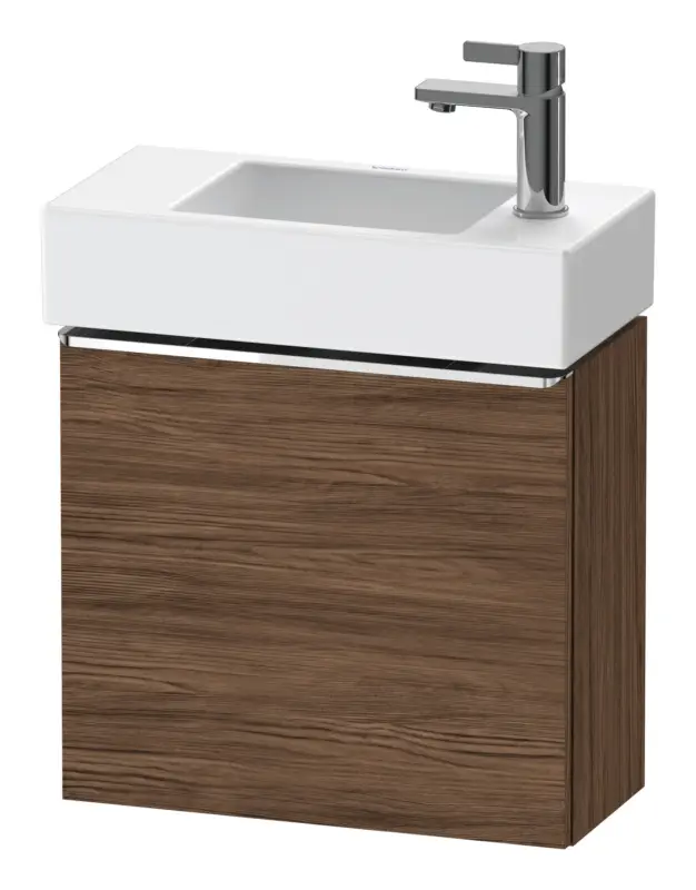Garantierte Lieferung Duravit D-Neo Waschtischunterschrank mit 1 Tür Anschlag rechts Griff Chrom Hochglanz 484 x 440 x 222 mm - Nussbaum dunkel Matt