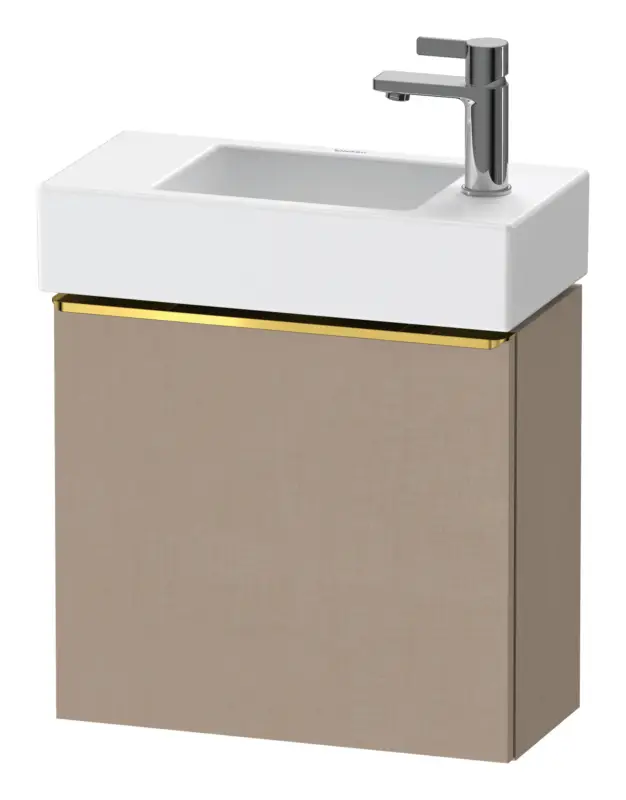 Duravit D-Neo Waschtischunterschrank mit 1 Tür Anschlag rechts Griff Gold Poliert 484 x 440 x 222 mm - Leinen Matt Direktkauf