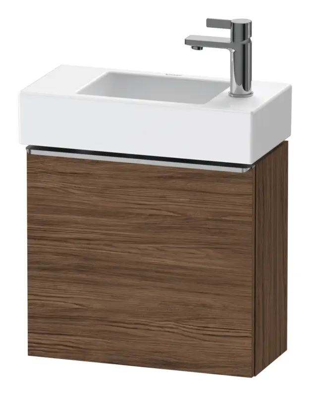 Duravit D-Neo Waschtischunterschrank mit 1 Tür Anschlag rechts Griff Edelstahl Gebürstet 484 x 440 x 222 mm - Nussbaum dunkel Matt Begrenztes Angebot