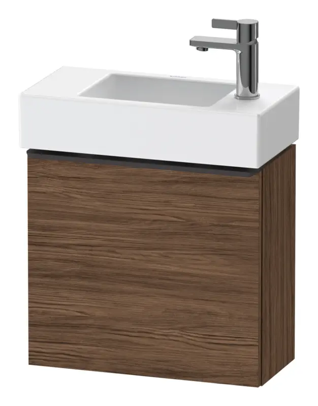 Duravit D-Neo Waschtischunterschrank mit 1 Tür Anschlag rechts Griff Diamantschwarz Matt 484 x 440 x 222 mm - Nussbaum dunkel Matt Mega-Angebot