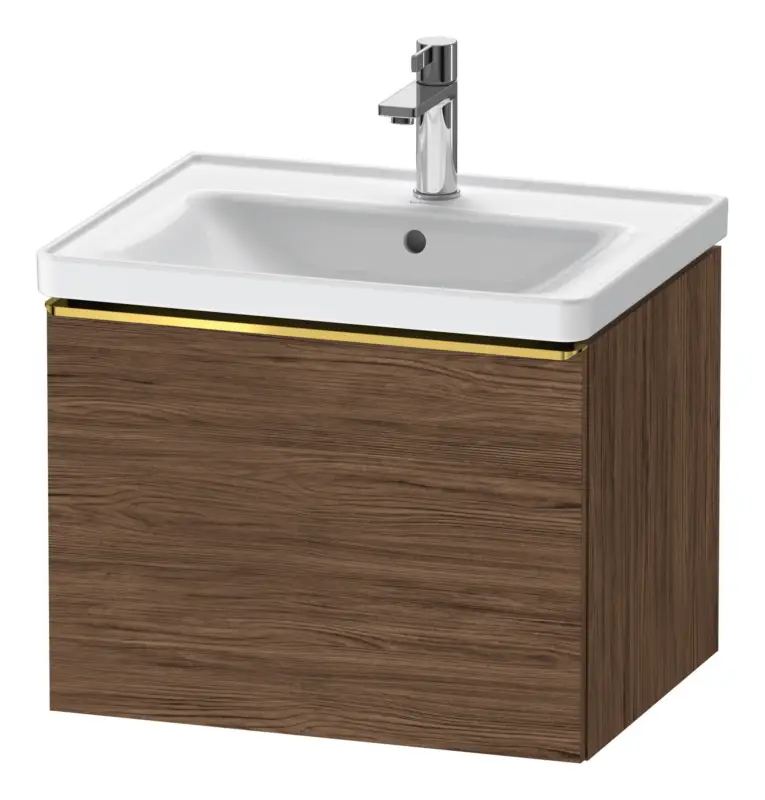 Duravit D-Neo Waschtischunterschrank mit 1 Auszug Griff Gold Poliert 584 x 440 x 452 mm - Nussbaum dunkel Matt Bestseller