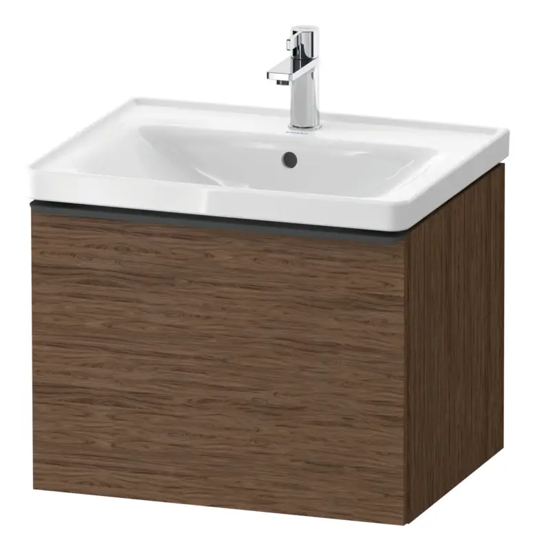 Duravit D-Neo Waschtischunterschrank mit 1 Auszug Griff Diamantschwarz Matt 584 x 440 x 452 mm - Nussbaum dunkel Matt Finale Aktion