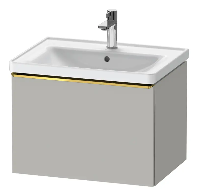 Duravit D-Neo Waschtischunterschrank mit 1 Auszug Griff Gold Poliert 634 x 440 x 452 mm - Betongrau Matt Zertifiziert