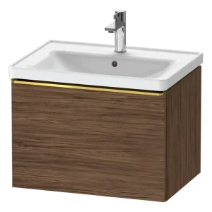 Wochenendangebot Duravit D-Neo Waschtischunterschrank mit 1 Auszug Griff Gold Poliert 634 x 440 x 452 mm - Nussbaum dunkel Matt