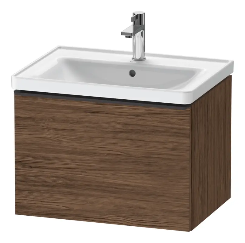 Duravit D-Neo Waschtischunterschrank mit 1 Auszug Griff Diamantschwarz Matt 634 x 440 x 452 mm - Nussbaum dunkel Matt Letzte Chance