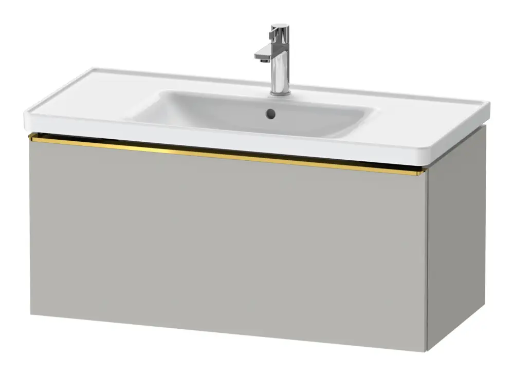 Geprüft Duravit D-Neo Waschtischunterschrank mit 1 Auszug Griff Gold Poliert 984 x 440 x 452 mm - Betongrau Matt