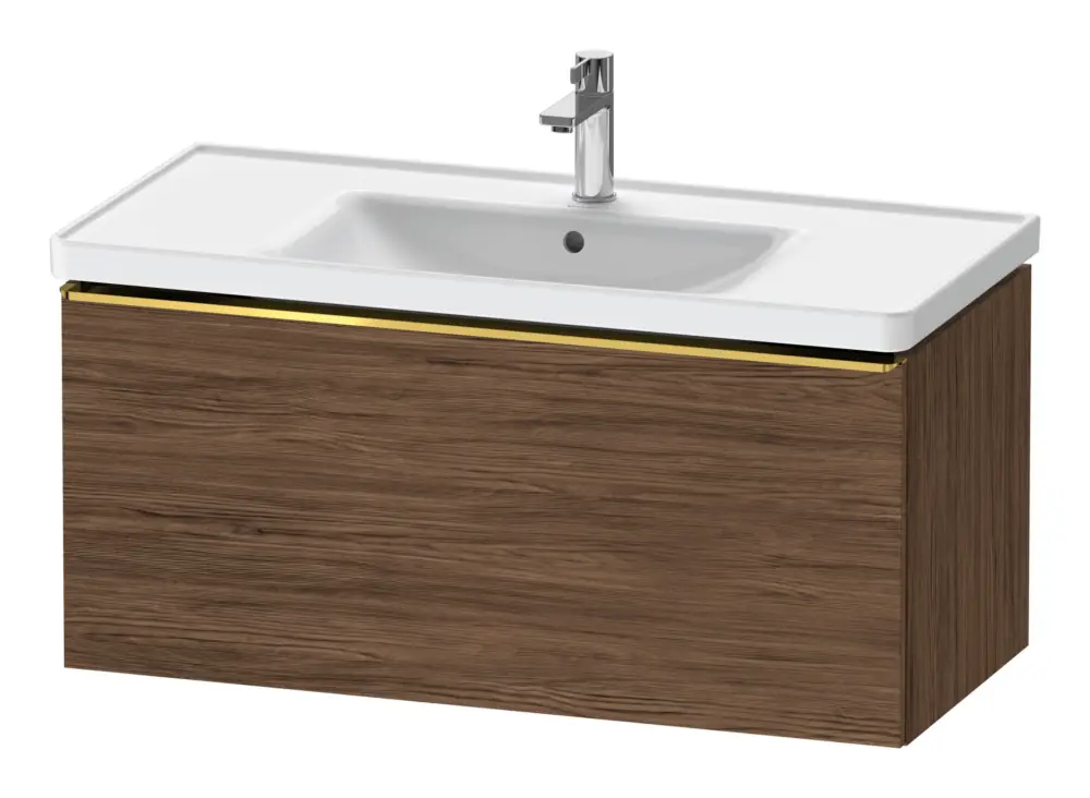 Bestseller Duravit D-Neo Waschtischunterschrank mit 1 Auszug Griff Gold Poliert 984 x 440 x 452 mm - Nussbaum dunkel Matt
