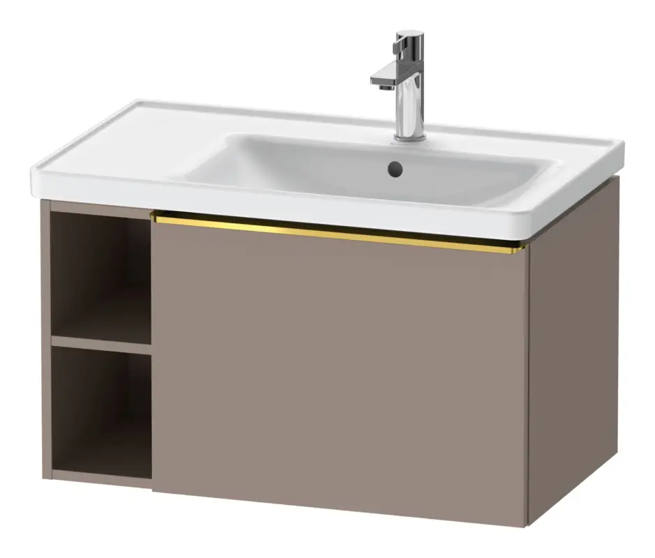 Ausverkauf Duravit D-Neo Waschtischunterschrank mit 1 Auszug und 2 Fächern links Griff Gold Poliert 784 x 440 x 452 mm - Basalt Matt