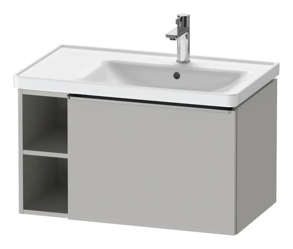 Jetzt Kaufen Duravit D-Neo Waschtischunterschrank mit 1 Auszug und 2 Fächern links Griff Edelstahl Gebürstet 784 x 440 x 452 mm - Betongrau Matt
