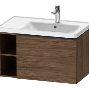 Wochenendangebot Duravit D-Neo Waschtischunterschrank mit 1 Auszug und 2 Fächern links Griff Diamantschwarz Matt 784 x 440 x 452 mm - Nussbaum dunkel Matt