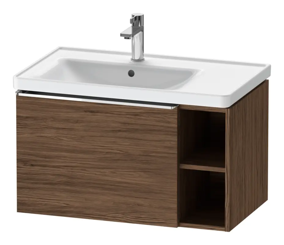 Duravit D-Neo Waschtischunterschrank mit 1 Auszug und 2 Fächern rechts Griff Chrom Hochglanz 784 x 440 x 452 mm - Nussbaum dunkel Matt Sonderangebot