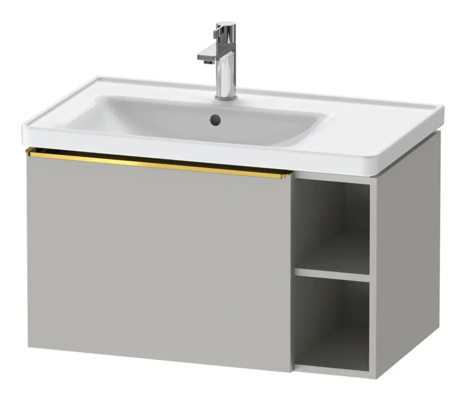 Duravit D-Neo Waschtischunterschrank mit 1 Auszug und 2 Fächern rechts Griff Gold Poliert 784 x 440 x 452 mm - Betongrau Matt Garantierte Lieferung