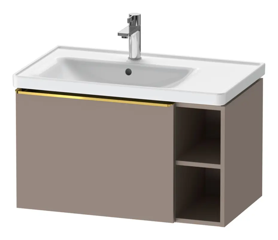 Duravit D-Neo Waschtischunterschrank mit 1 Auszug und 2 Fächern rechts Griff Gold Poliert 784 x 440 x 452 mm - Basalt Matt Preisreduziert