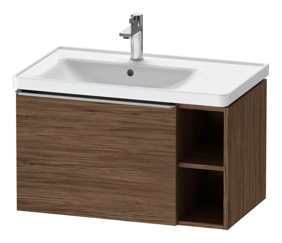 Direktkauf Duravit D-Neo Waschtischunterschrank mit 1 Auszug und 2 Fächern rechts Griff Edelstahl Gebürstet 784 x 440 x 452 mm - Nussbaum dunkel Matt