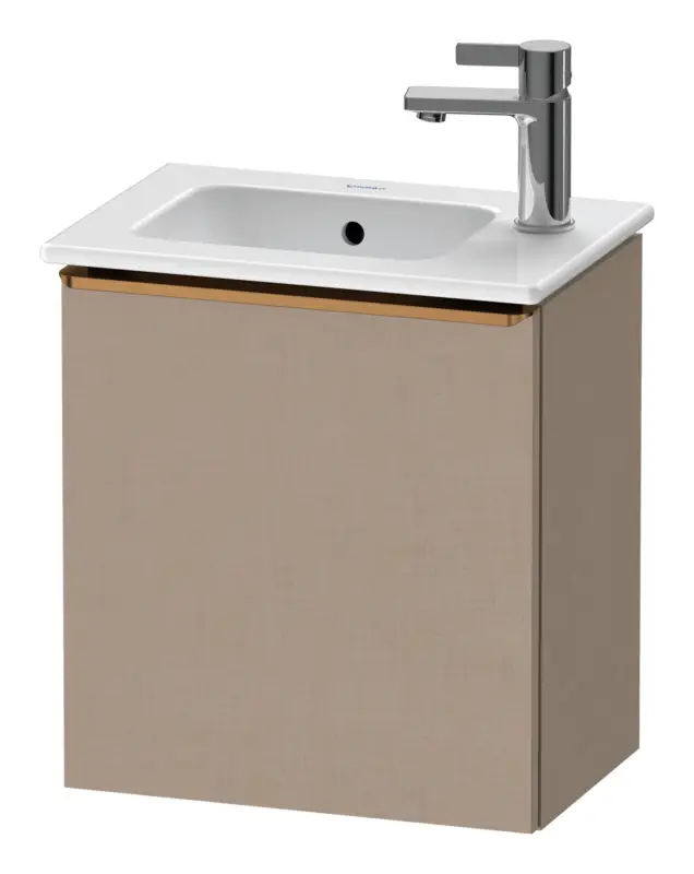 Duravit D-Neo Waschtischunterschrank mit 1 Tür Anschlag links Griff Bronze Gebürstet 410 x 440 x 274 mm - Leinen Matt Sonderaktion