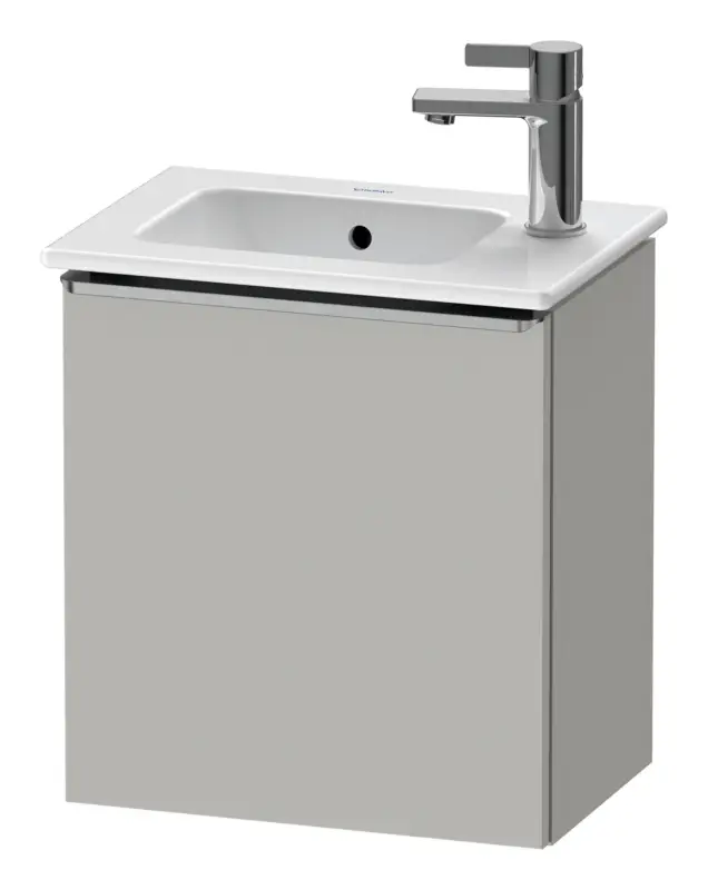 Saisonangebot Duravit D-Neo Waschtischunterschrank mit 1 Tür Anschlag links Griff Edelstahl Gebürstet 410 x 440 x 274 mm - Betongrau Matt