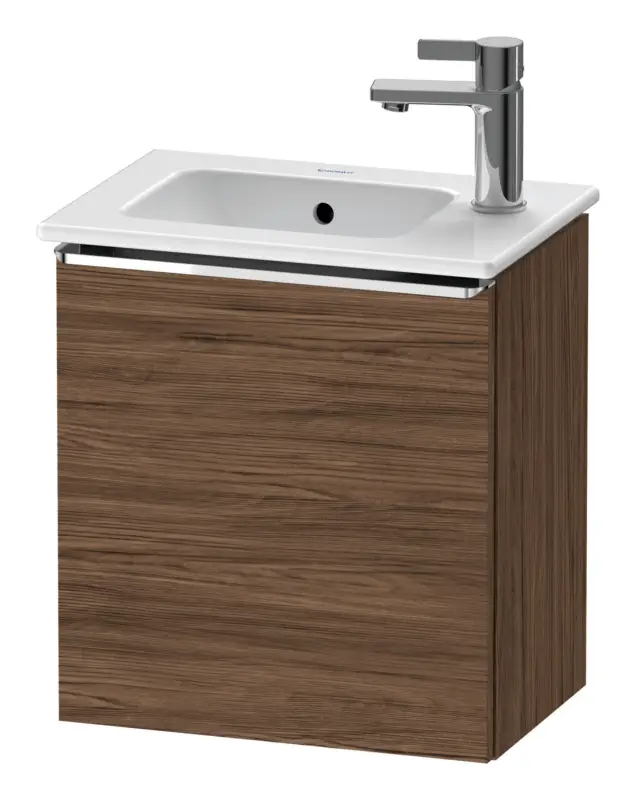 Duravit D-Neo Waschtischunterschrank mit 1 Tür Anschlag rechts Griff Chrom Hochglanz 410 x 440 x 274 mm - Nussbaum dunkel Matt Highlight