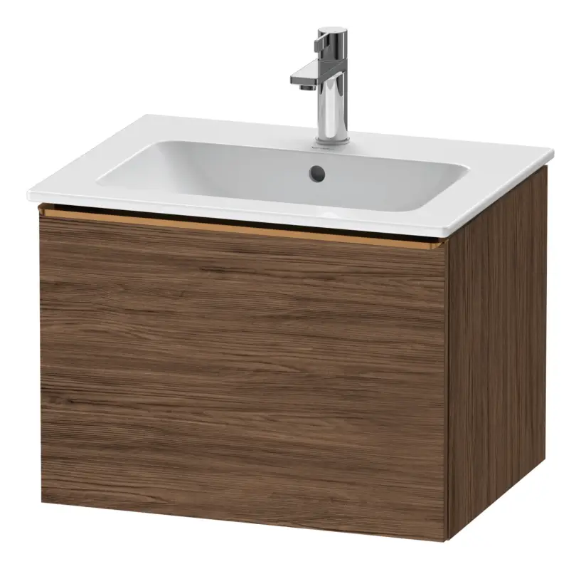 Geprüft Duravit D-Neo Waschtischunterschrank mit 1 Auszug Griff Bronze Gebürstet 610 x 440 x 462 mm - Nussbaum dunkel Matt