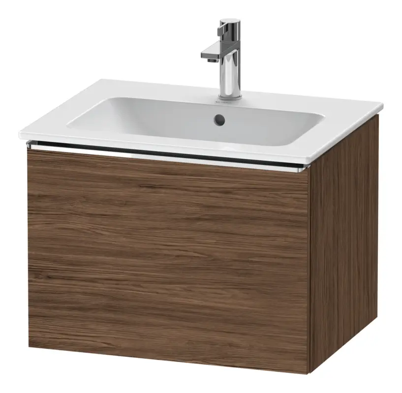 Duravit D-Neo Waschtischunterschrank mit 1 Auszug Griff Chrom Hochglanz 610 x 440 x 462 mm - Nussbaum dunkel Matt Sonderangebot
